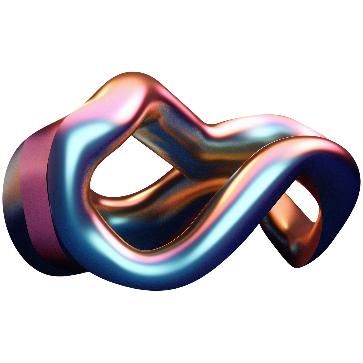 Metallic スタイルの 3D Liquid chrome shape with colorful gradient のイラストをPNG、SVG形式でダウンロード
