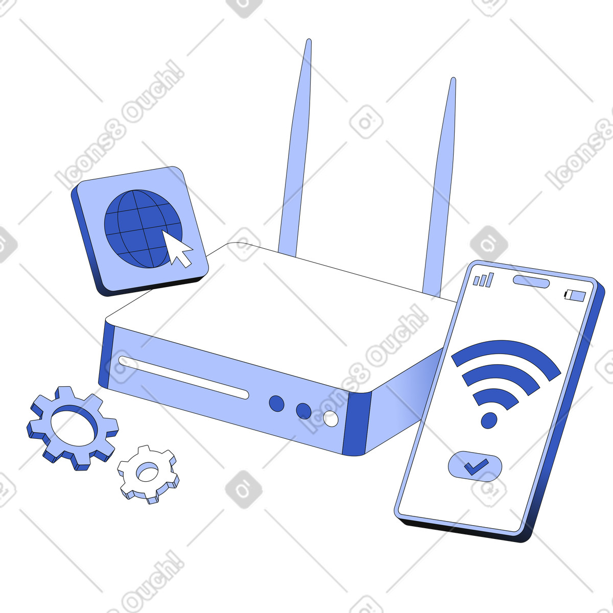Fornitura di servizi internet e connettività illustrazione in stile Techny scarica in PNG, SVG