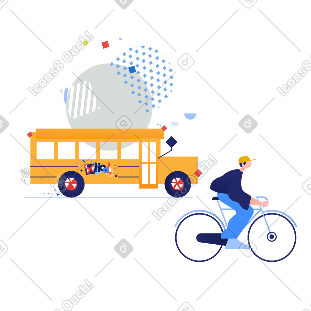 Ilustración ¿transporte público o bicicleta? en estilo Clip a descargar en PNG y SVG