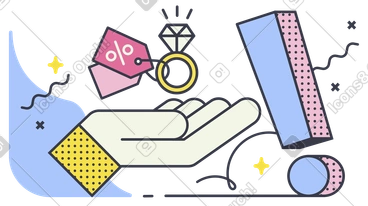 Hand holding ring with discount tag, Jewelry sale and special offer PNG, SVG
