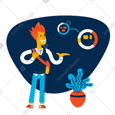 Man looking at business chart PNG, SVG