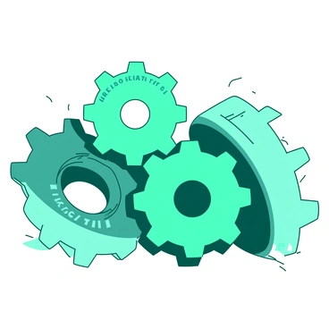 A teal set of interlocking gears is prominently displayed, each gear prominently labeled with a different branch of government: "Legislative," "Executive," and "Judicial." The gears are arranged in a way that demonstrates their interconnectedness, with each gear turning another. The background features a subtle gradient of white, enhancing the focus on the gears. The scene conveys a sense of motion and progress, showcasing the dynamic relationship between the branches of government.