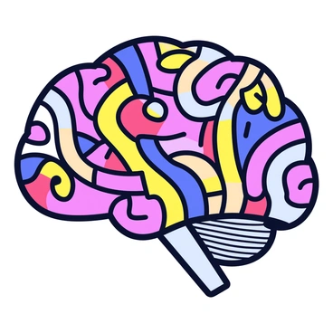 A brain illustrated with intricate tapestry designs and patterns