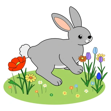 A jack rabbit curiously exploring a vibrant spring meadow filled with flowers