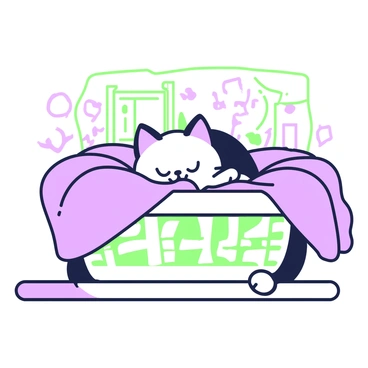 A tom kitten is curled up and sleeping peacefully in a cozy basket. The basket is round and woven, made from natural materials. Surrounding the kitten is a soft, fluffy blanket that envelops it snugly. The kitten's fur is fluffy and appears to be in shades of light and dark. The basket is positioned on a wooden surface. In the background, there are hints of a warm, inviting room environment.