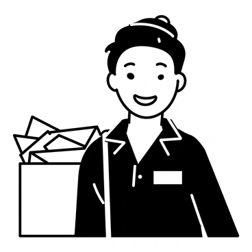 A close-up of a smiling mailman’s face. He is wearing a uniform cap and a dark postal shirt with a badge visible on his chest. The mailman has short, neatly combed hair and a friendly expression, with his teeth showing in a broad smile. In the background, a mailbag filled with letters is partially visible, adding context to his role. His eyes are bright and convey a sense of warmth and approachability.
