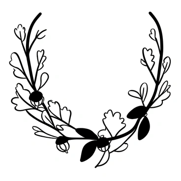 A necklace made of intertwined twigs and leaves, with small acorns embedded among them. The leaves are shaped like real ones, displaying intricate details of their veins and edges. The acorns are textured, showing their distinct caps and curved shapes. The twigs are arranged in a natural, organic manner, giving the necklace a flowing appearance. The overall composition emphasizes a harmonious blend of natural elements.