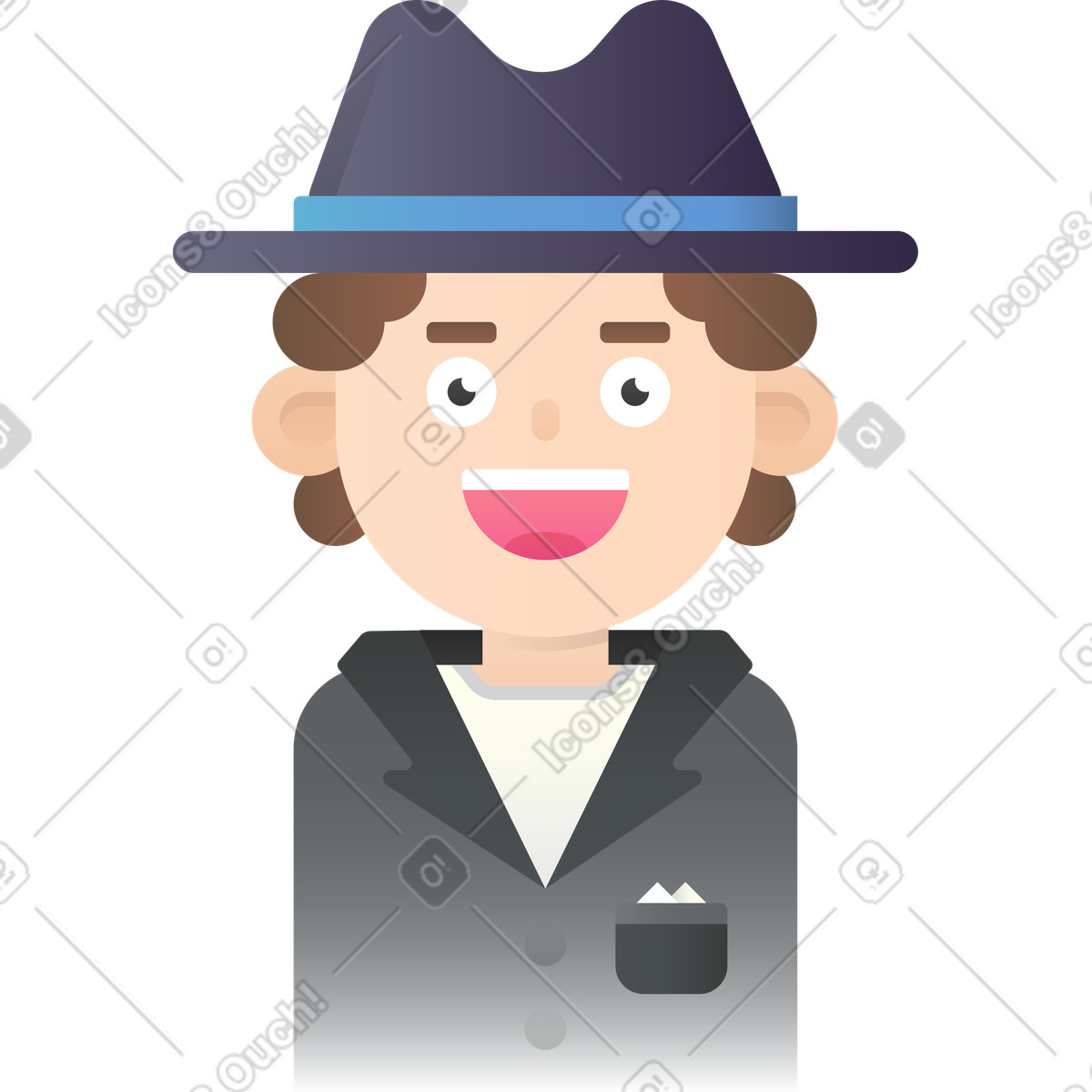 Detective illustration in Hugo style download in PNG, SVG