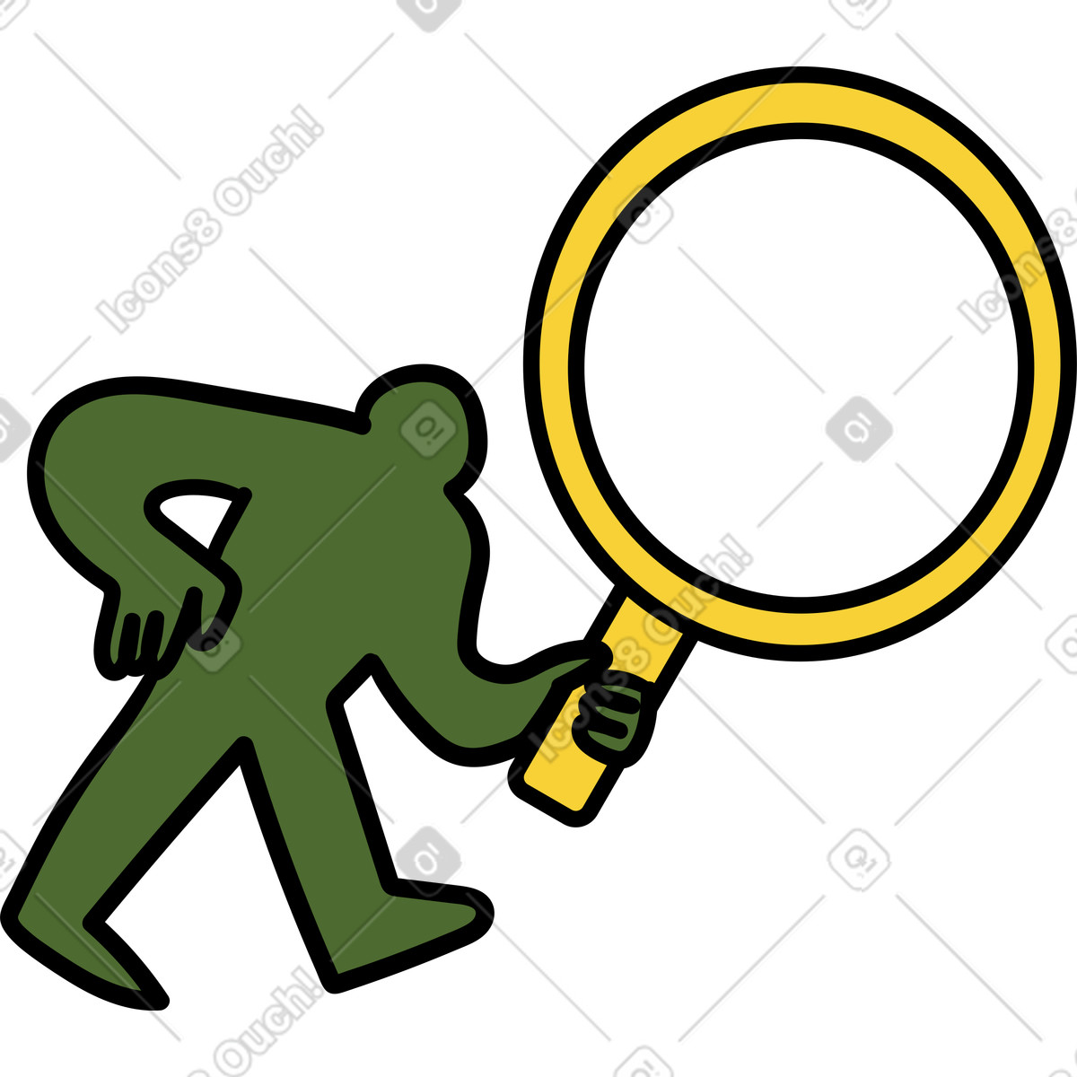 Ilustración Detective con lupa grande en estilo Wiggle a descargar en PNG y SVG