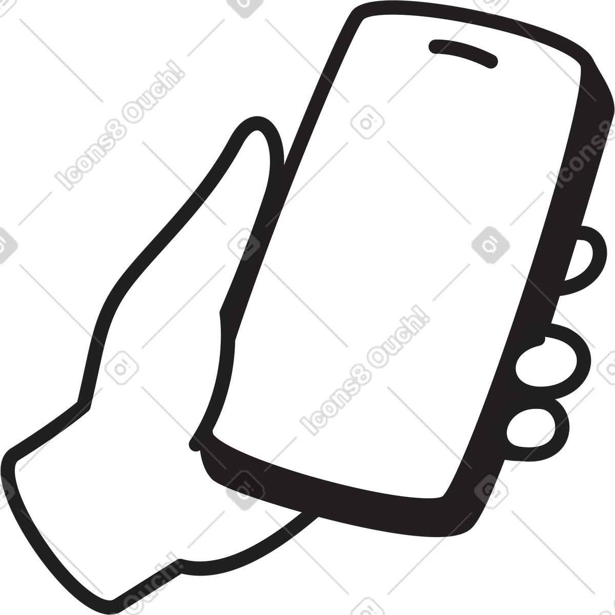 Hand mit telefon-Illustration im Little-Stil als Download in PNG, SVG