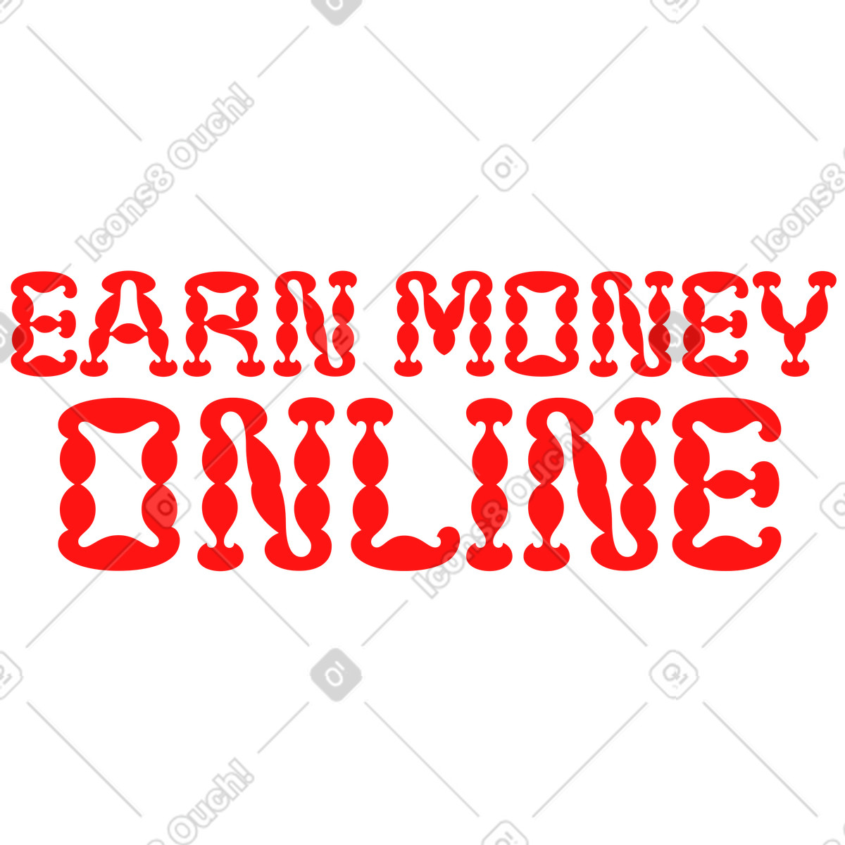 Ilustración Letras para ganar dinero online en estilo experimental Lettering a descargar PNG y SVG
