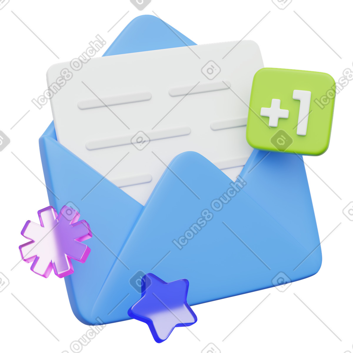 Ilustração de Email inbox update with message and alert icon em no estilo 3D Playful para baixar em PNG, SVG