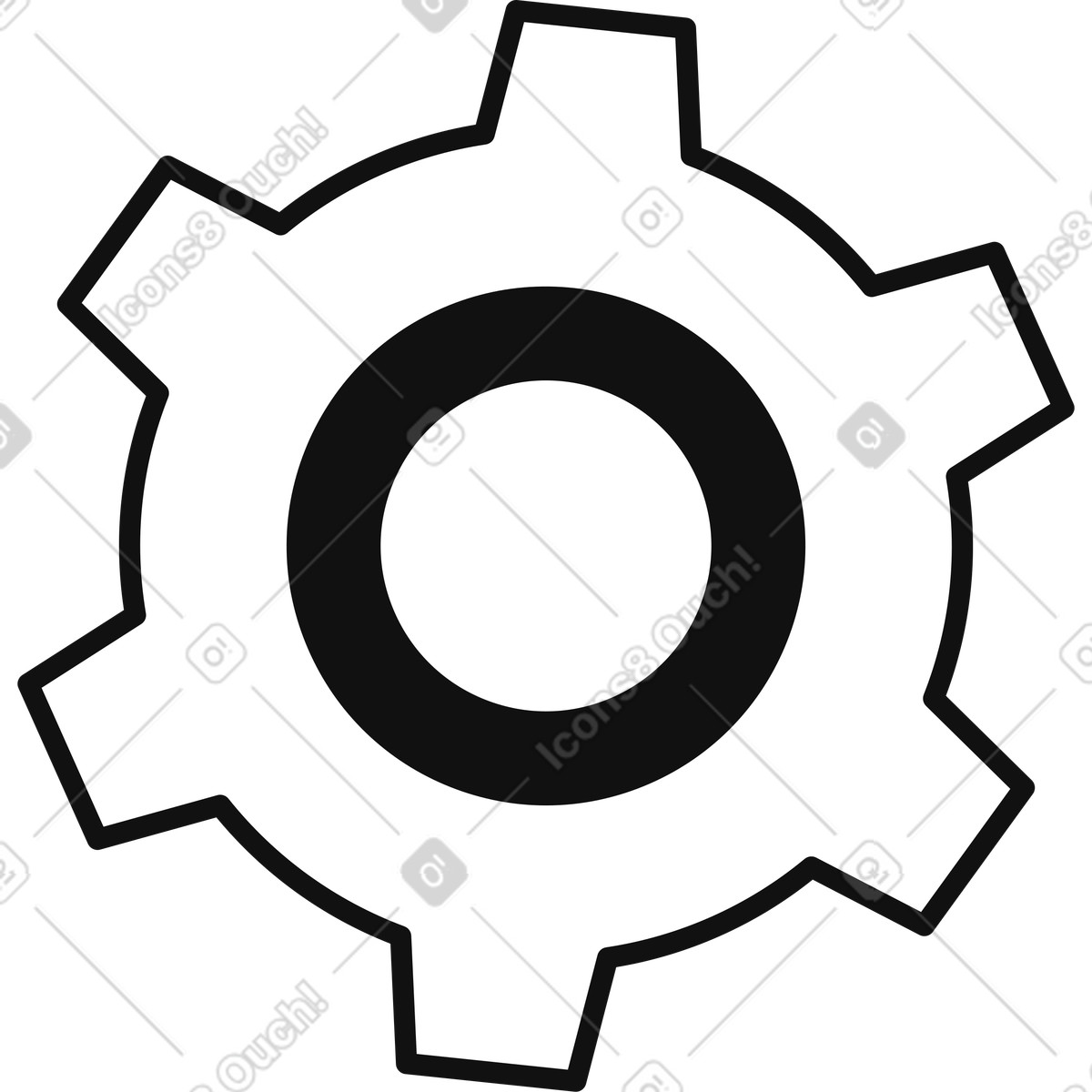 Configuration gear sign for software tools preferences and system adjustments illustrazione in stile Main scarica in PNG, SVG