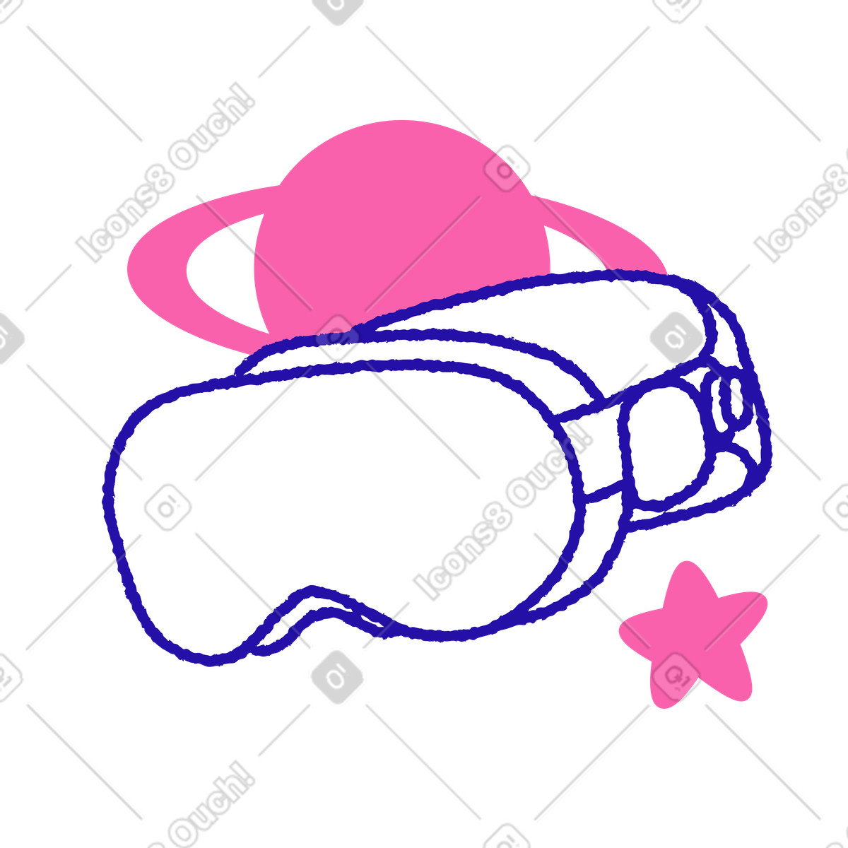 Visore vr per l'esplorazione spaziale illustrazione in stile Whimsy scarica in PNG, SVG