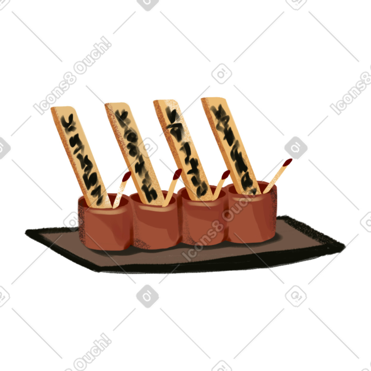 Ikigai 스타일의 Serving bowls on the tray 일러스트레이션 PNG, SVG 다운로드