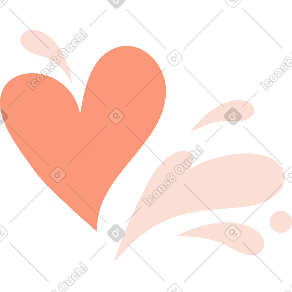 Herz und dekorative elemente-Illustration im Orange-Stil als Download in PNG, SVG
