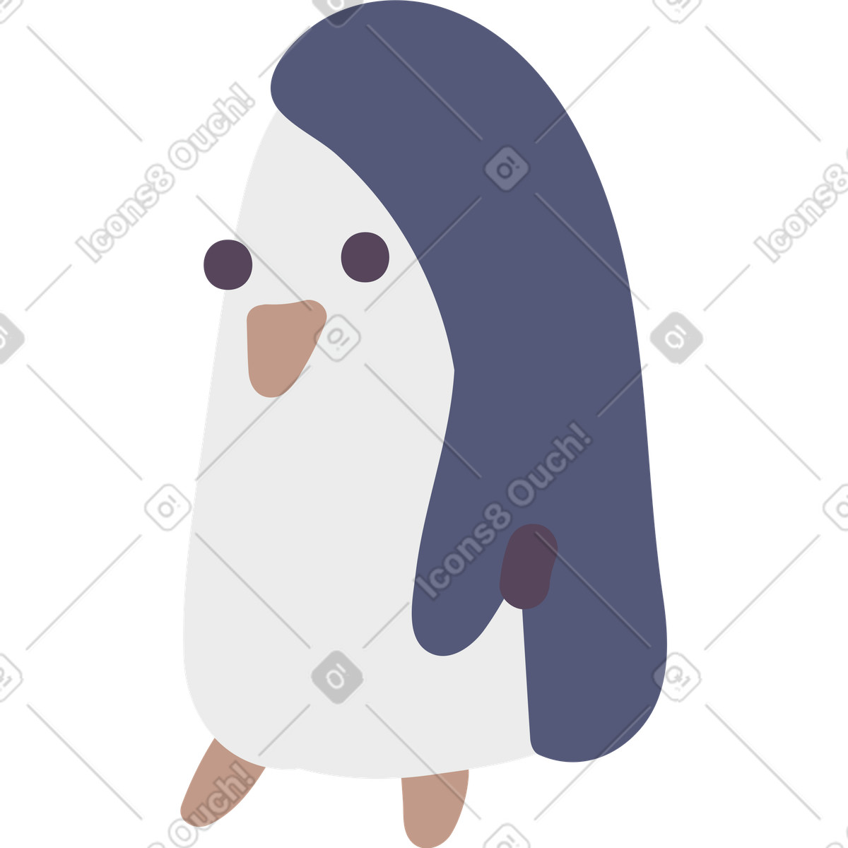 Ilustración Pingüino en estilo Pluto a descargar en PNG y SVG