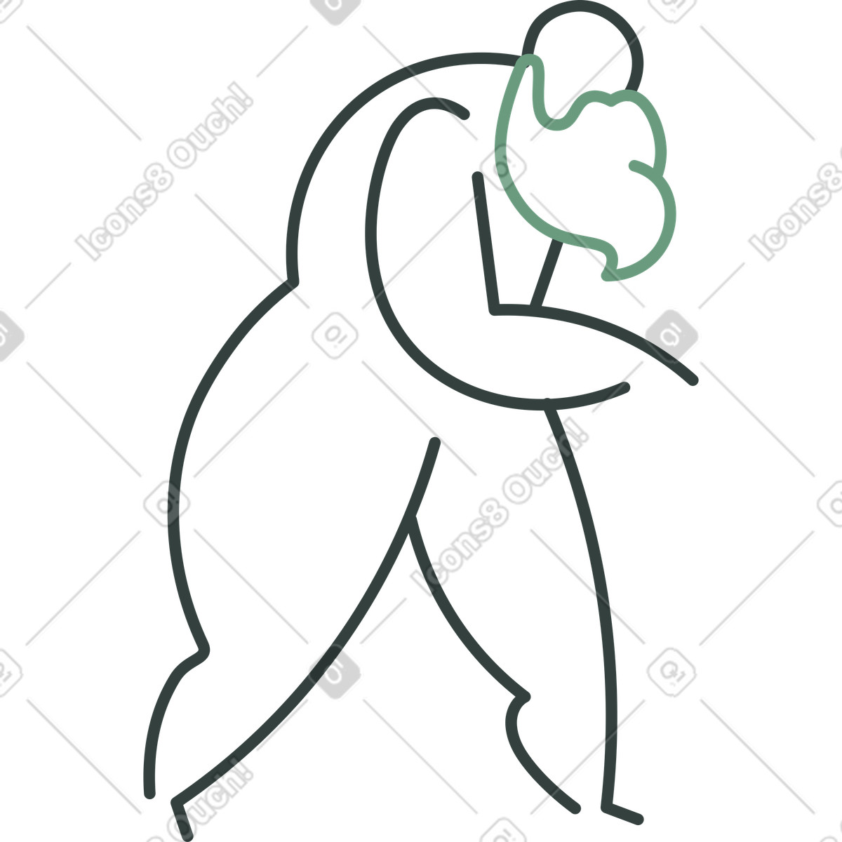 Grandfather walking illustration clipart image in PNG, SVG, GIF