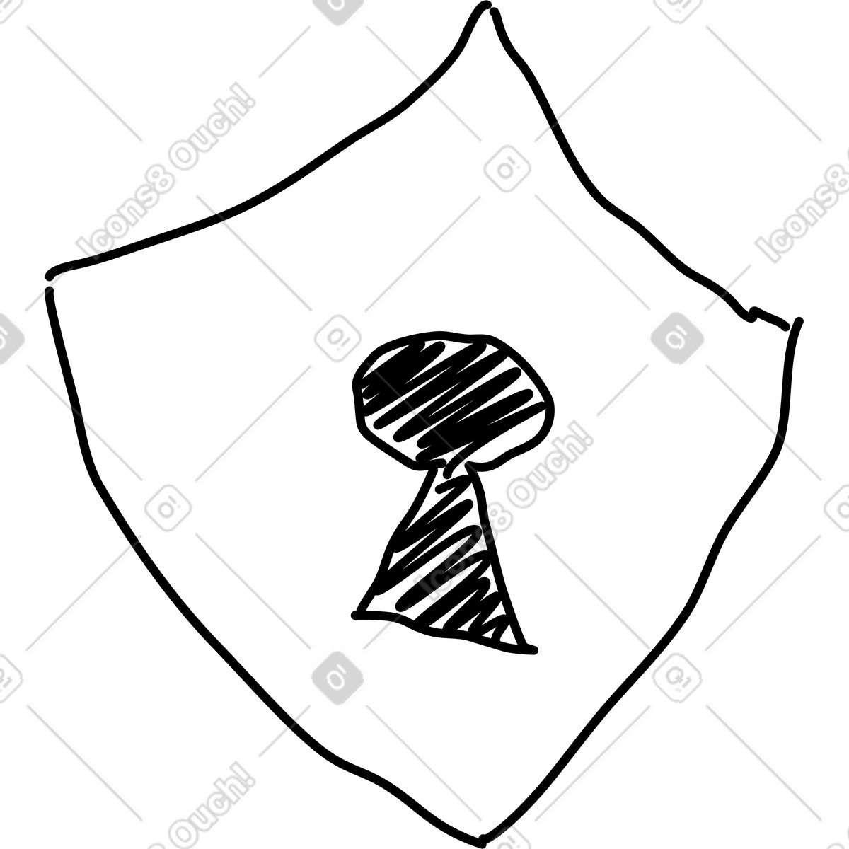 Illustration Shield security symbol with central keyhole protecting access control dans le style Rondy Stickers à télécharger aux formats PNG, SVG