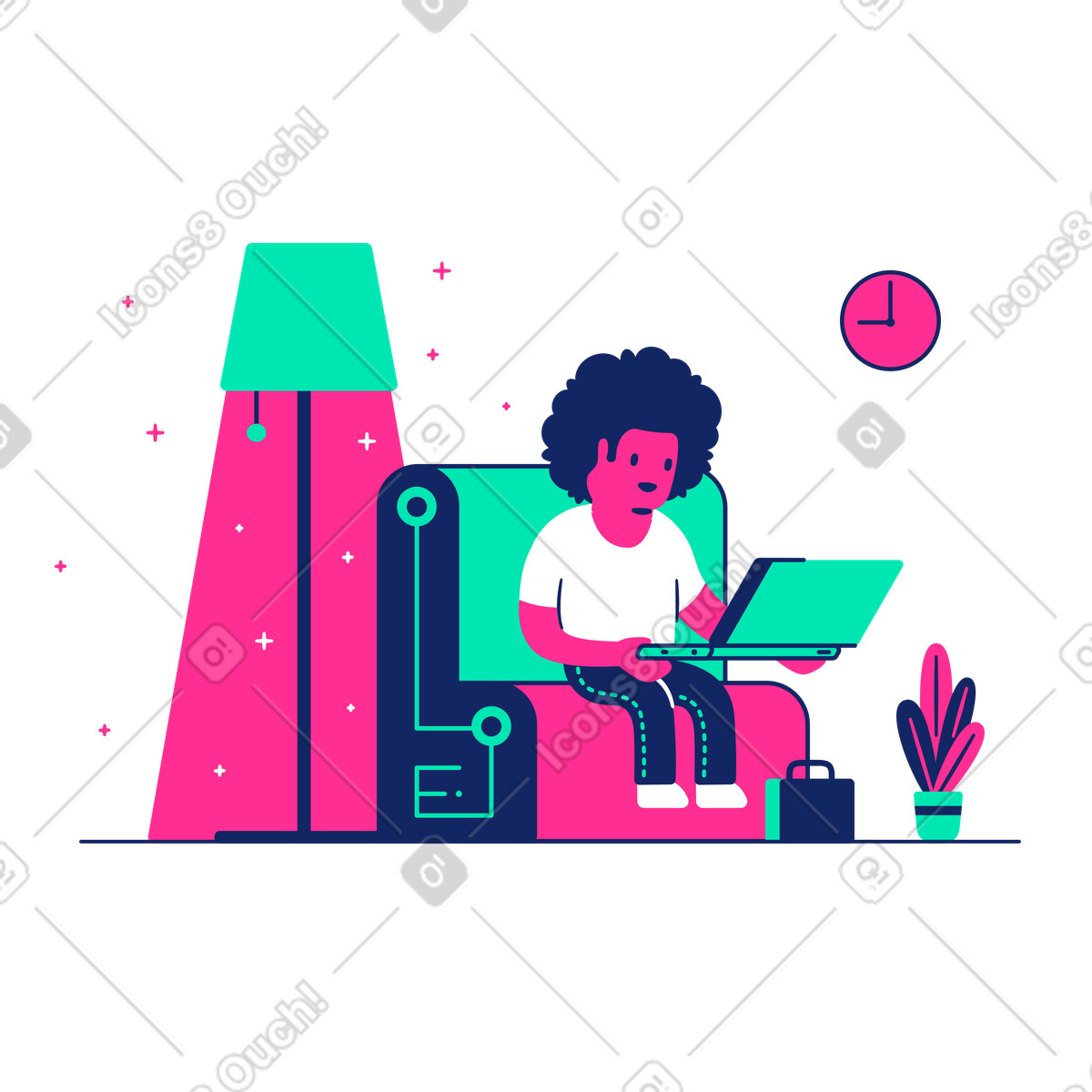 Remote working illustration in PNG, SVG