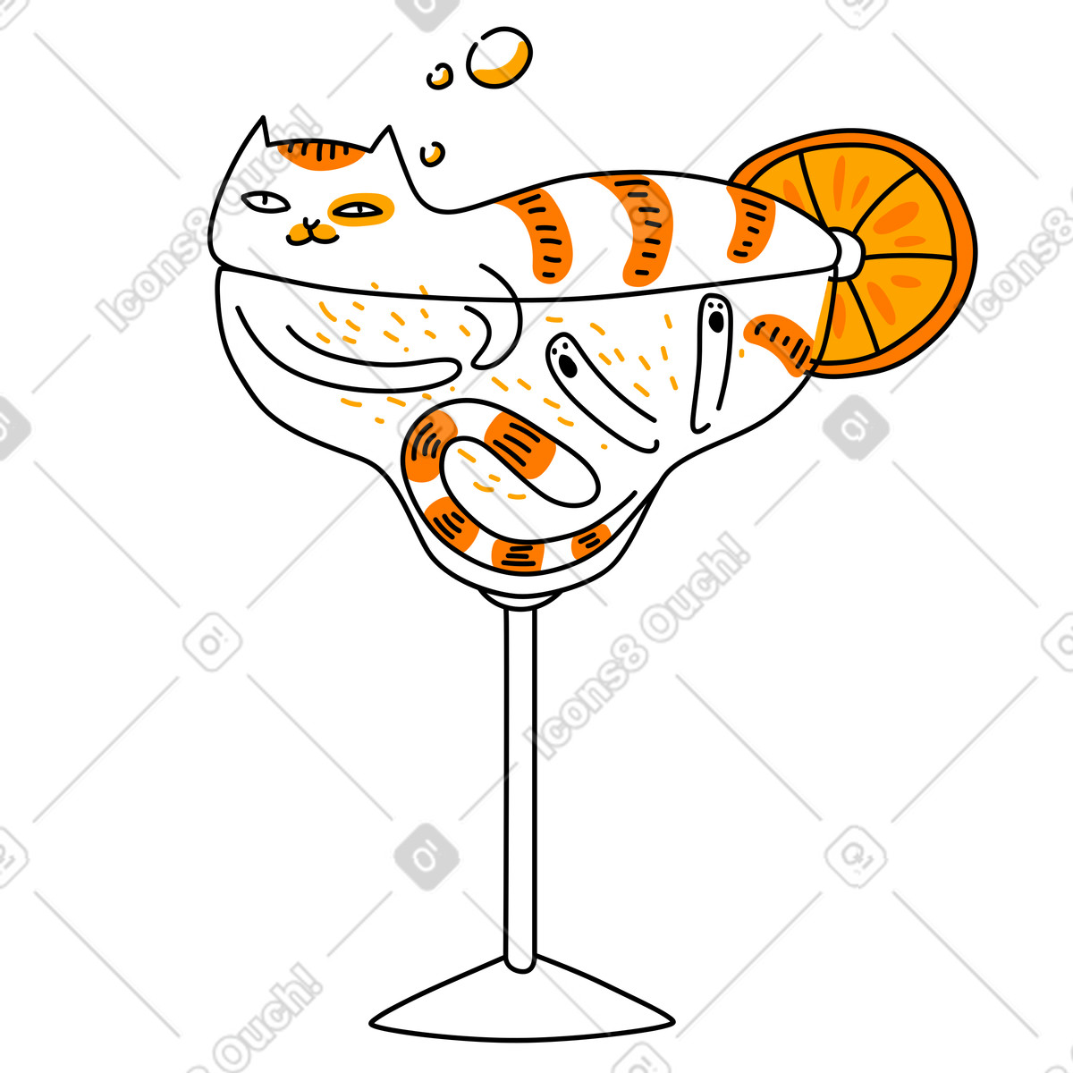 Ilustración Los gatos son liquidos en estilo Purr a descargar en PNG y SVG