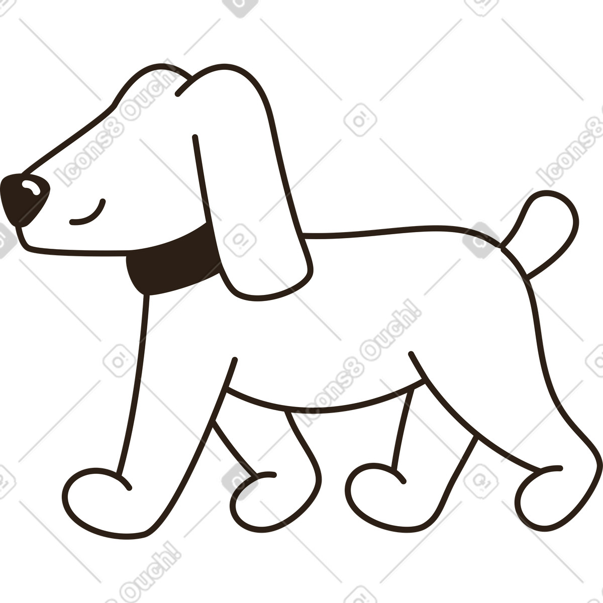 Dog walking illustration in Plain style download in PNG, SVG