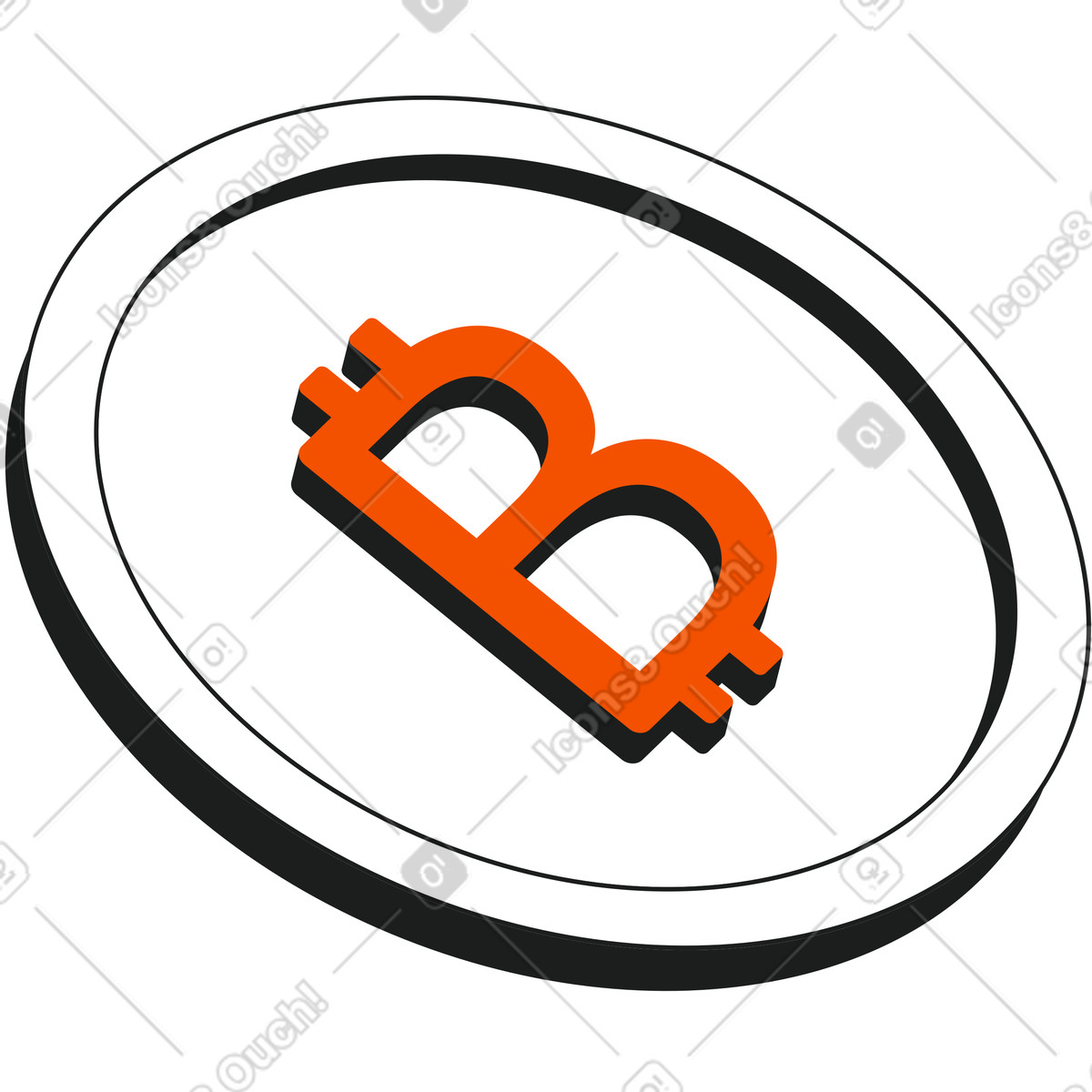 Illustration Bitcoin dans le style Strict à télécharger aux formats PNG, SVG