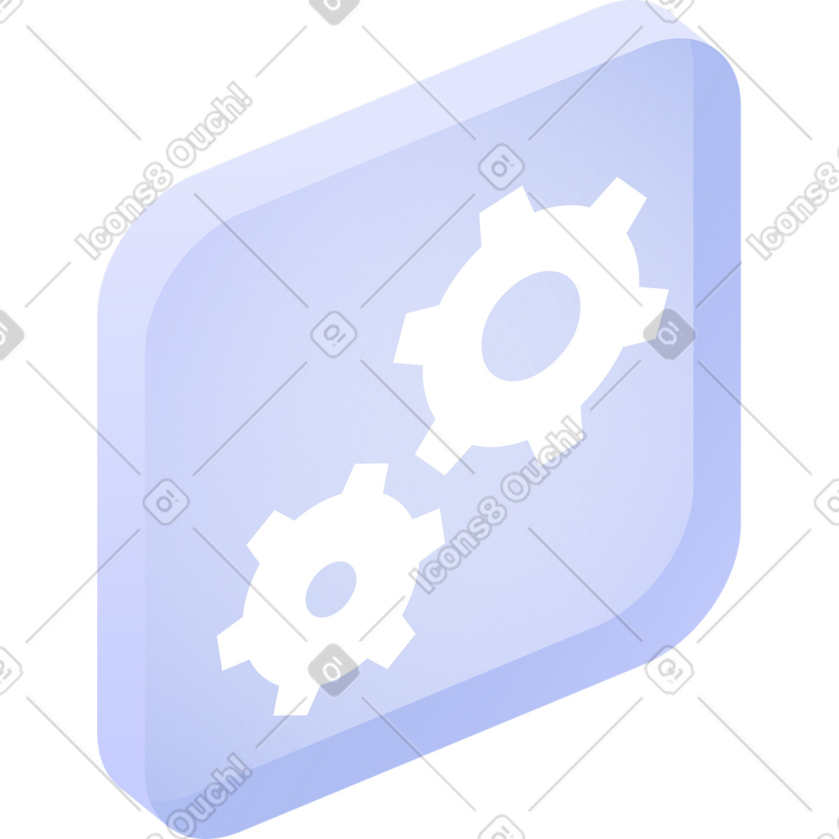 Translucent square with gears illustration in Quantum style download in PNG, SVG
