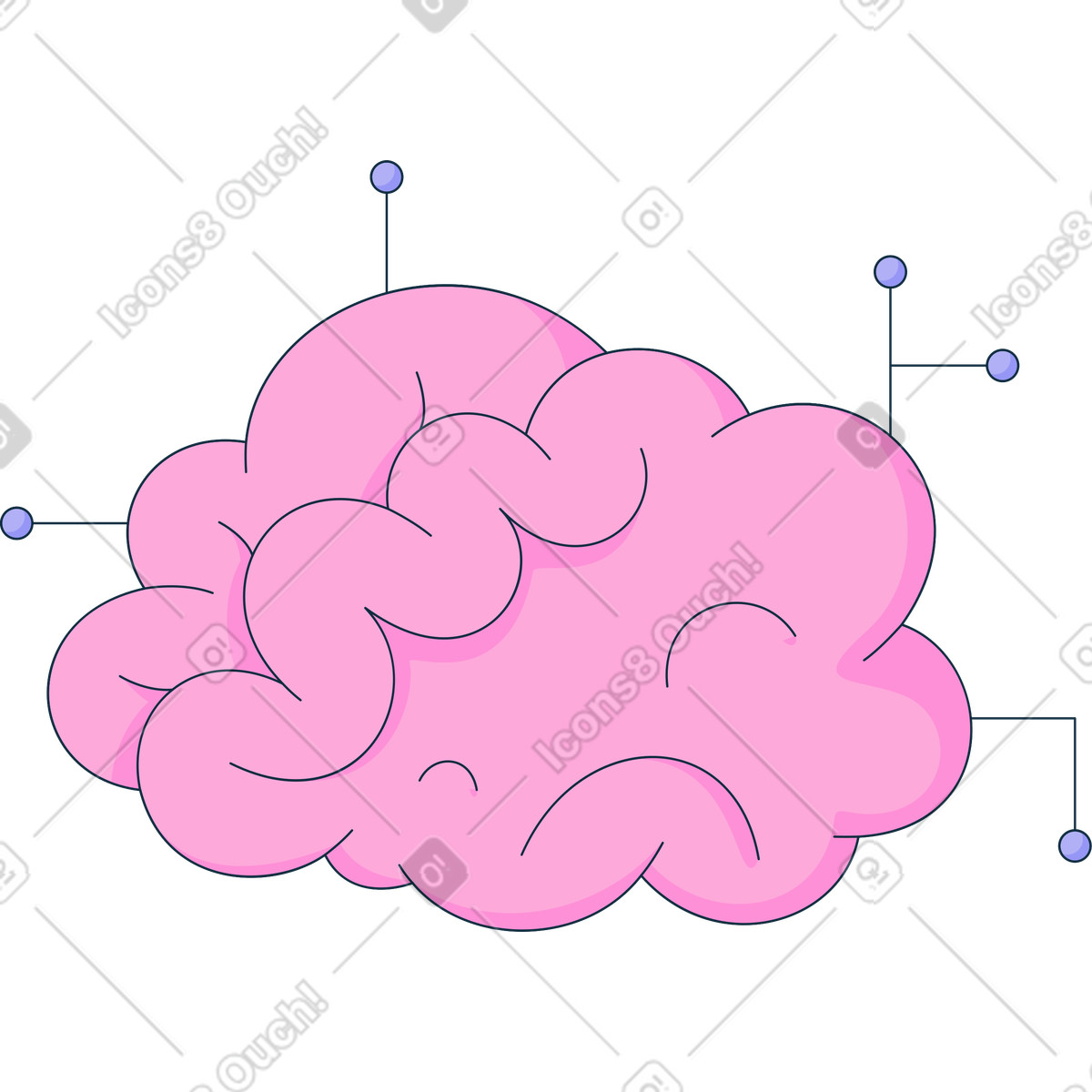 Ilustração de Cérebro com ia em no estilo Bubble gum para baixar em PNG, SVG