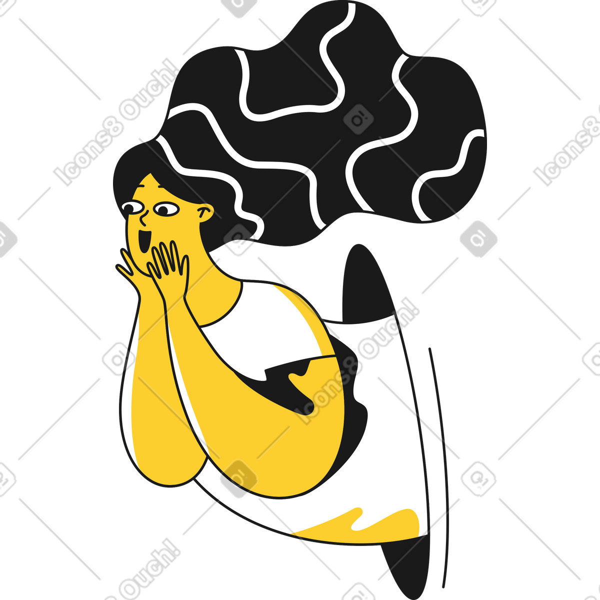 Ilustración Mujer asombrada en estilo Taxi a descargar en PNG y SVG
