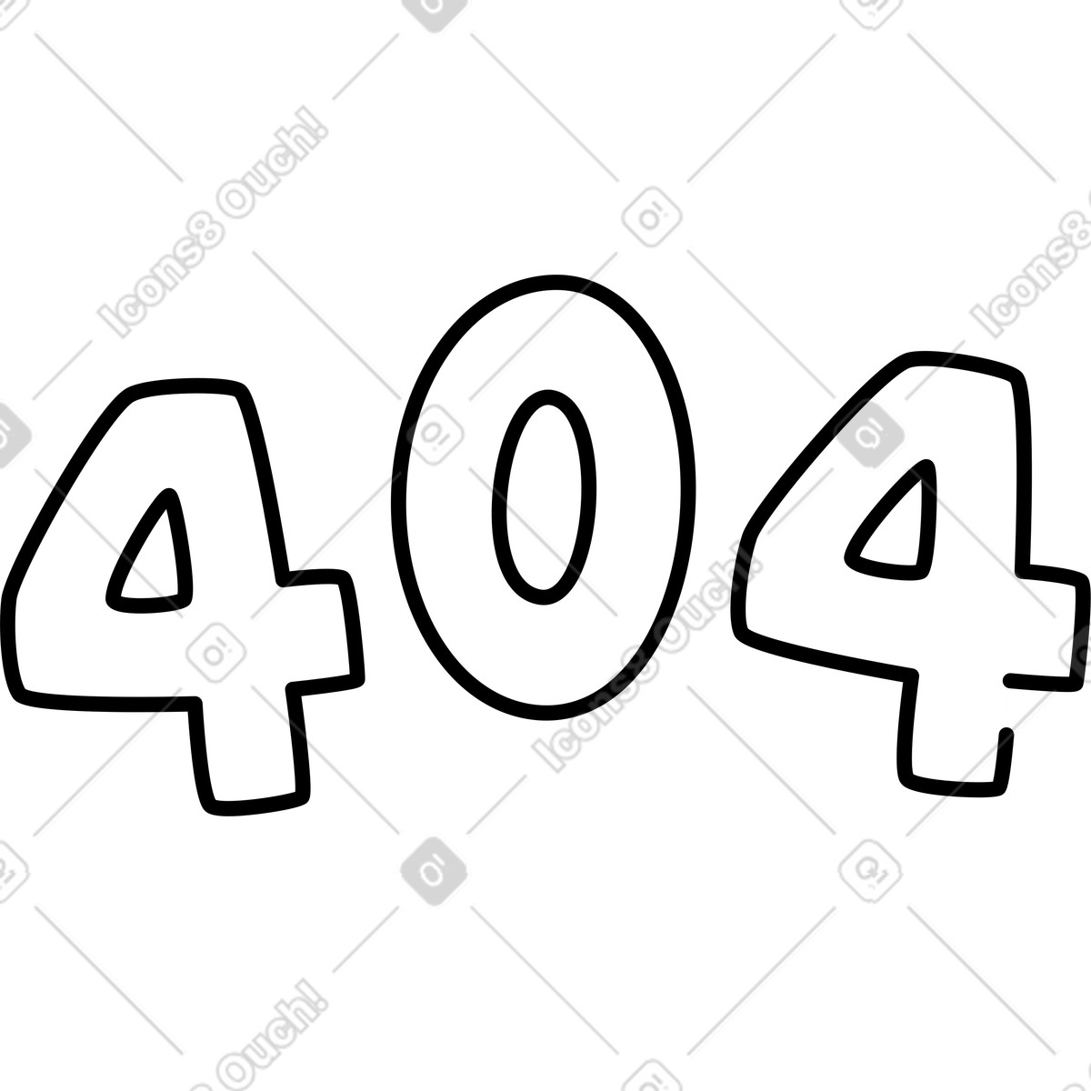 Ilustración Error 404 web page not found bold number typography en estilo Notion Line Art a descargar en PNG y SVG