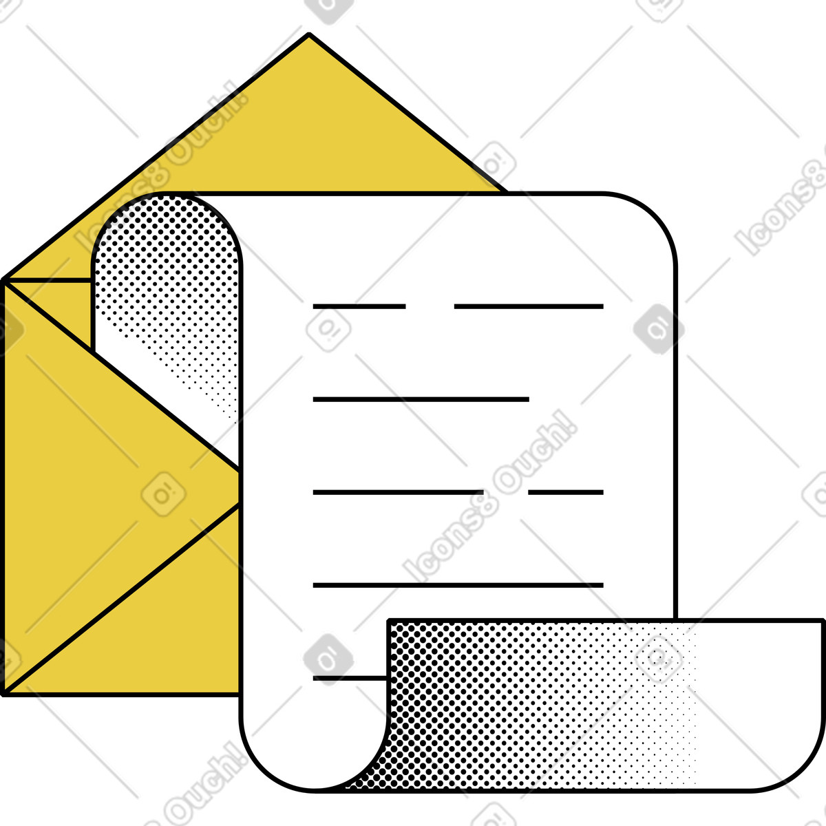 Post mit papier-Illustration im Memphis-Stil als Download in PNG, SVG