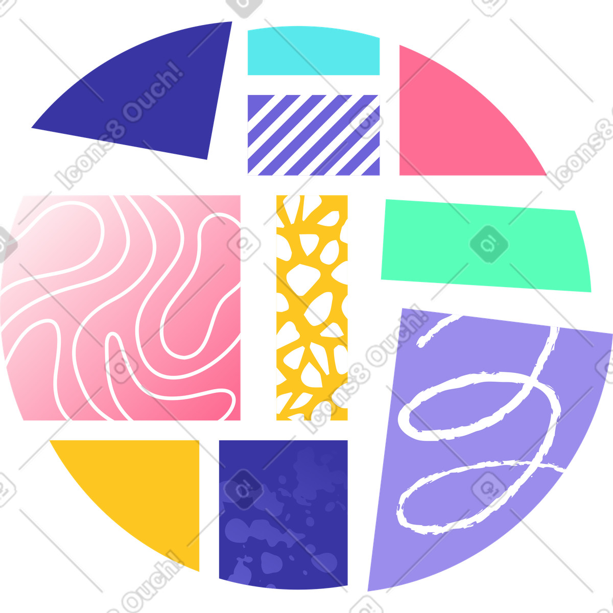 Parti del cerchio con texture illustrazione in stile Bright scarica in PNG, SVG