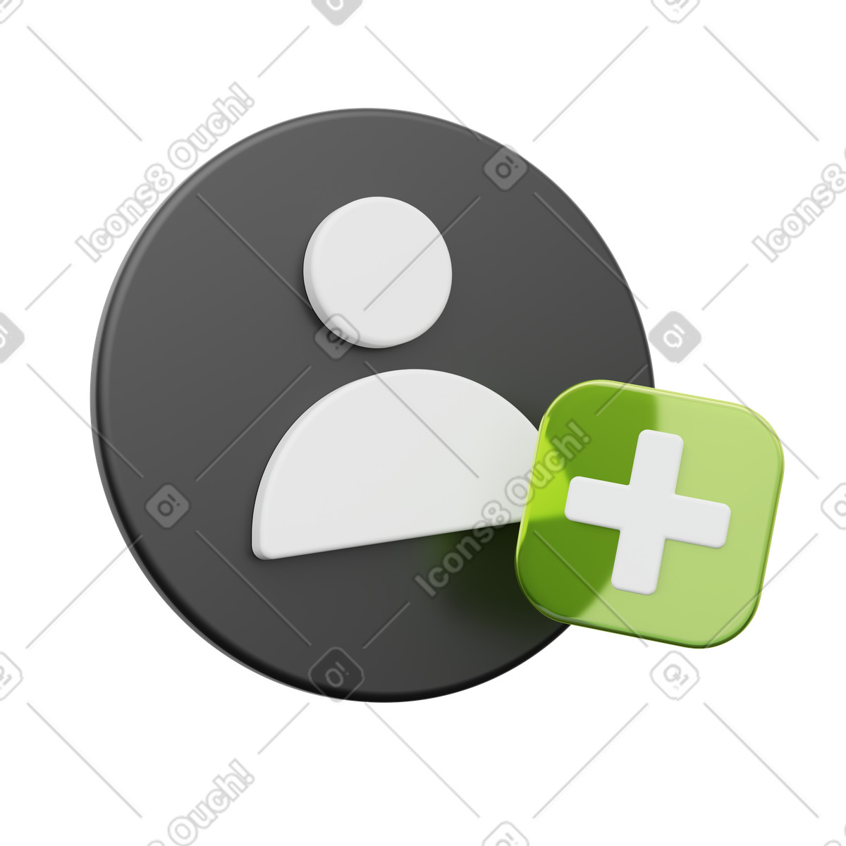 User icon with plus, New profile, Account creation illustration in PNG, SVG