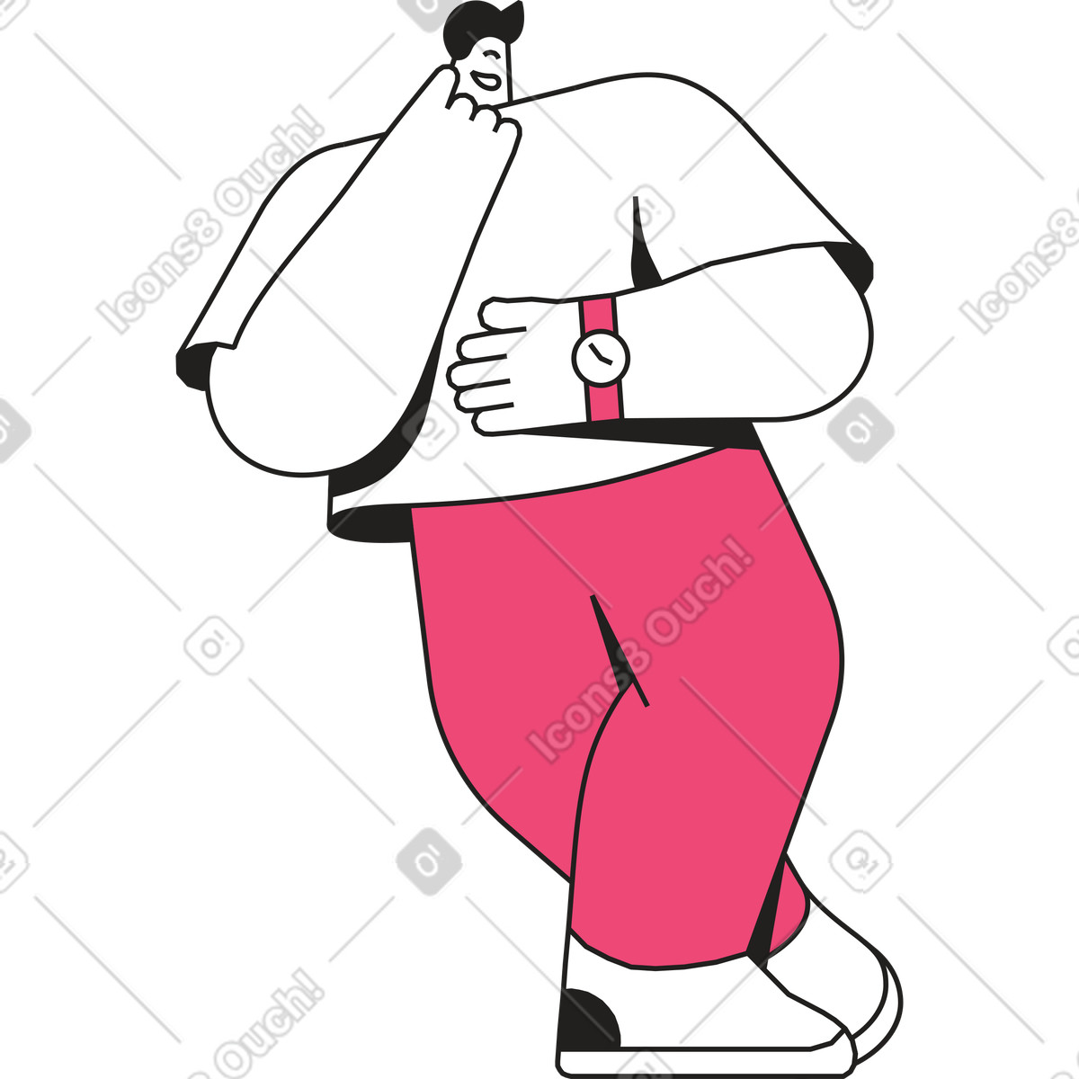 Mann, der auf die uhr schaut-Illustration im Dazzle Line-Stil als Download in PNG, SVG