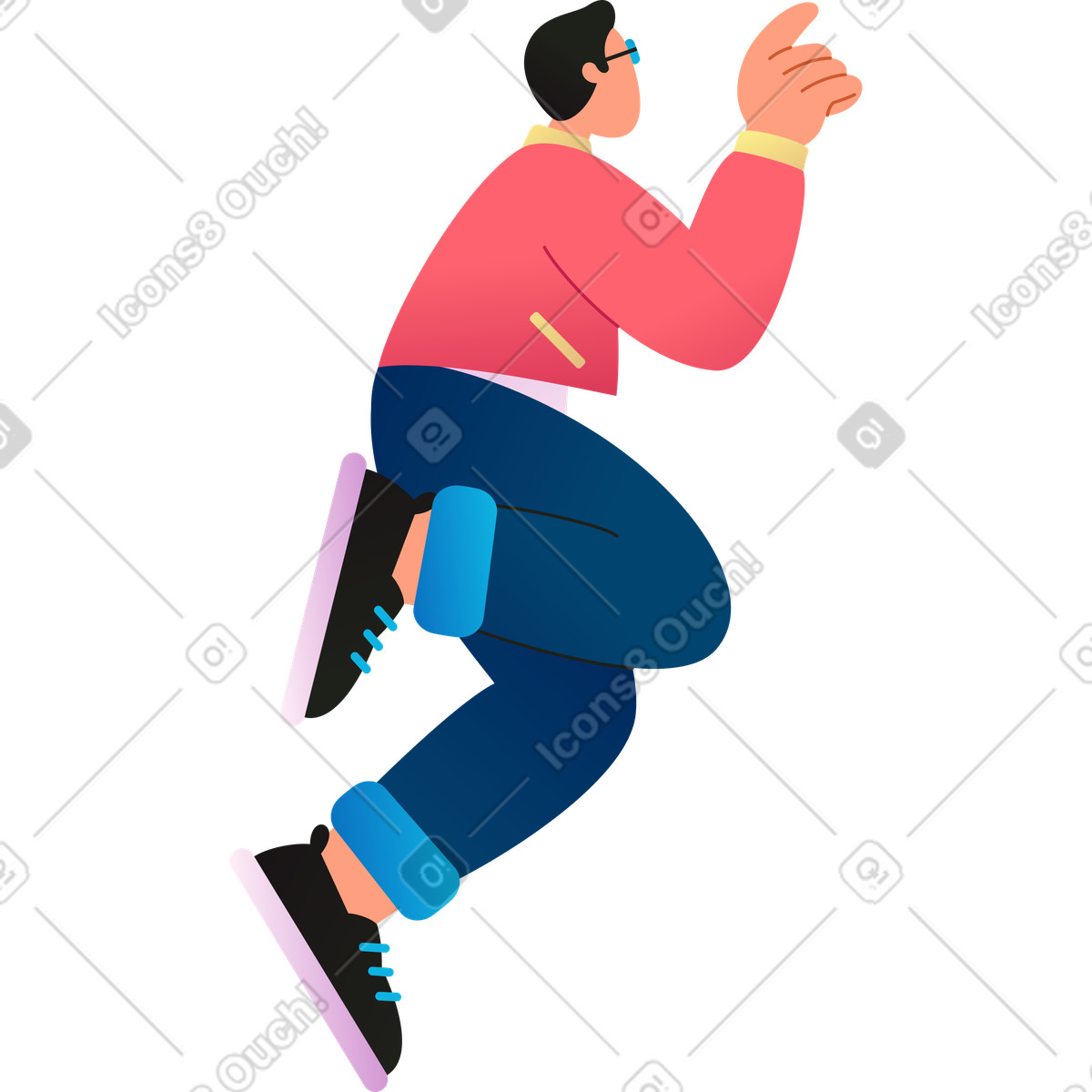 Colors スタイルの 眼鏡をかけた若い男性 のイラストをPNG、SVG形式でダウンロード