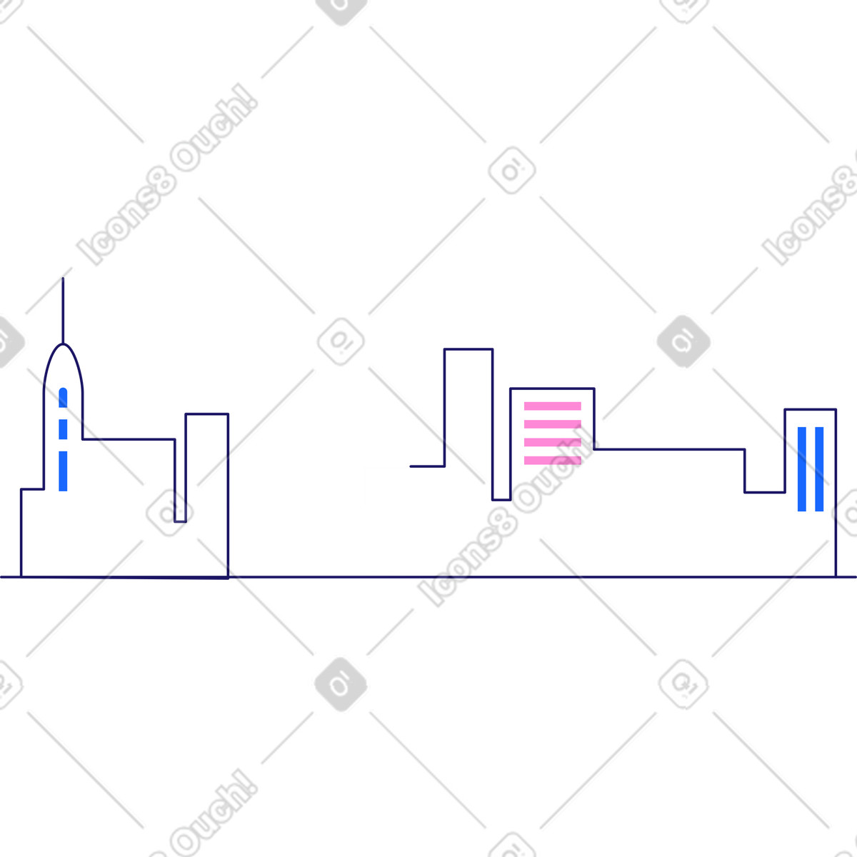 City landscape for background illustration in Matey style download in PNG, SVG