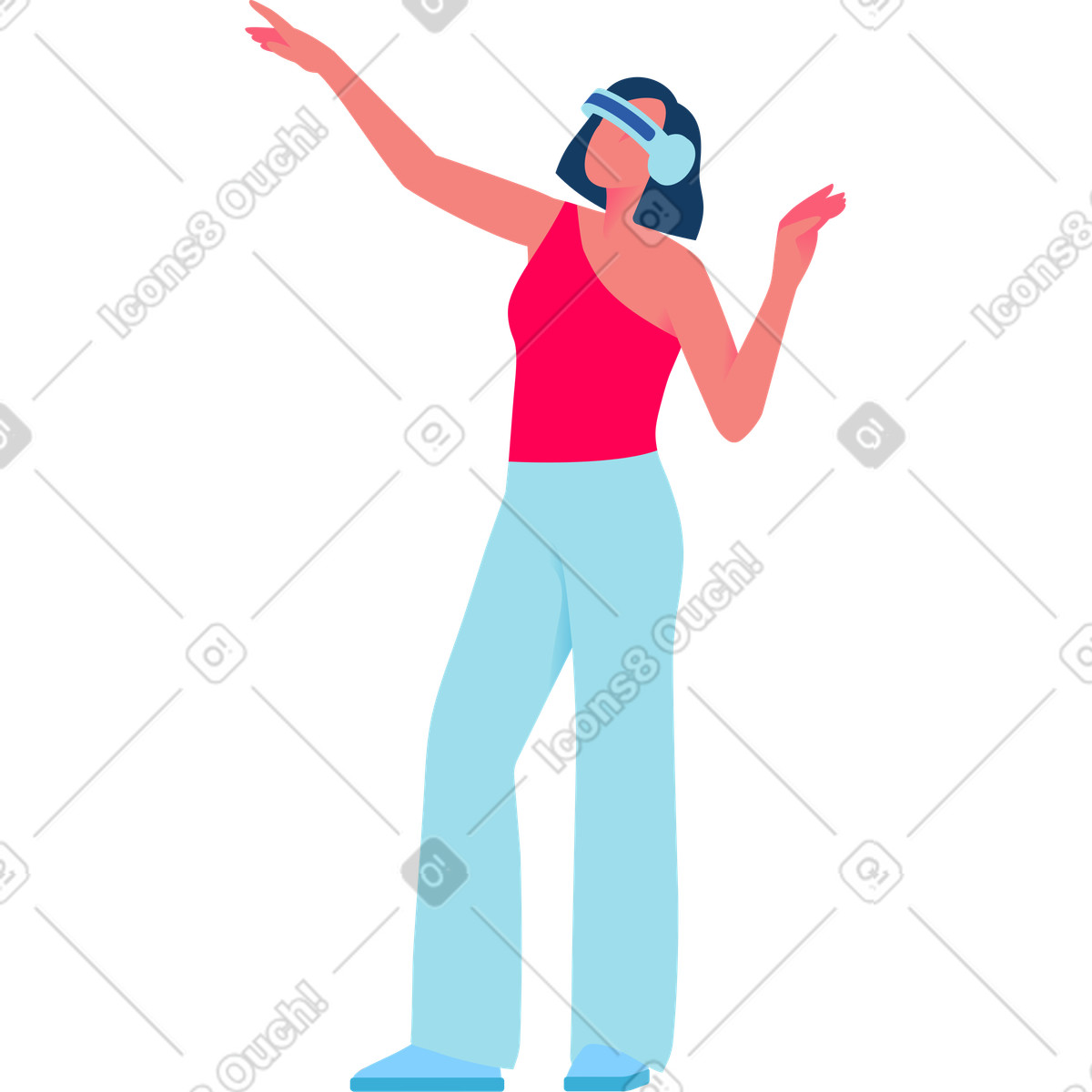Ilustração de Analista feminina usando óculos realidade virtual em no estilo Daily para baixar em PNG, SVG