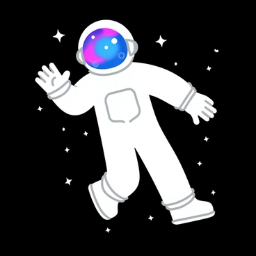 An astronaut in a white space suit is floating against the backdrop of deep black space. The astronaut has a clear visor reflecting the vibrant colors of a distant galaxy. The galaxy features swirling patterns of blue, pink, and purple hues intermingling with bright white stars. The astronaut's hands are outstretched as if reaching towards the galaxy, creating a sense of wonder and exploration. Small flecks of stardust can be seen drifting past the astronaut, enhancing the sense of being in outer space.