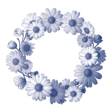 A circular wreath. It is composed entirely of fresh cornflowers, showcasing their distinctive shape and texture. The flowers are densely packed, creating a vibrant, full appearance. The arrangement features various sizes of blossoms, some fully open while others are just beginning to bloom. The stems of the cornflowers are interwoven, providing a natural base for the wreath. The overall shape is rounded and balanced, and the wreath is displayed against a simple, unobtrusive background.