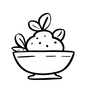 A bowl filled with "raspberry sorbet" sits on a table, the texture of the sorbet appearing smooth and creamy. Several "mint leaves" are placed on top of the sorbet, adding a decorative touch. The bowl is simple and round, with a slight shine to its surface. The background suggests a clean and minimalistic setting.