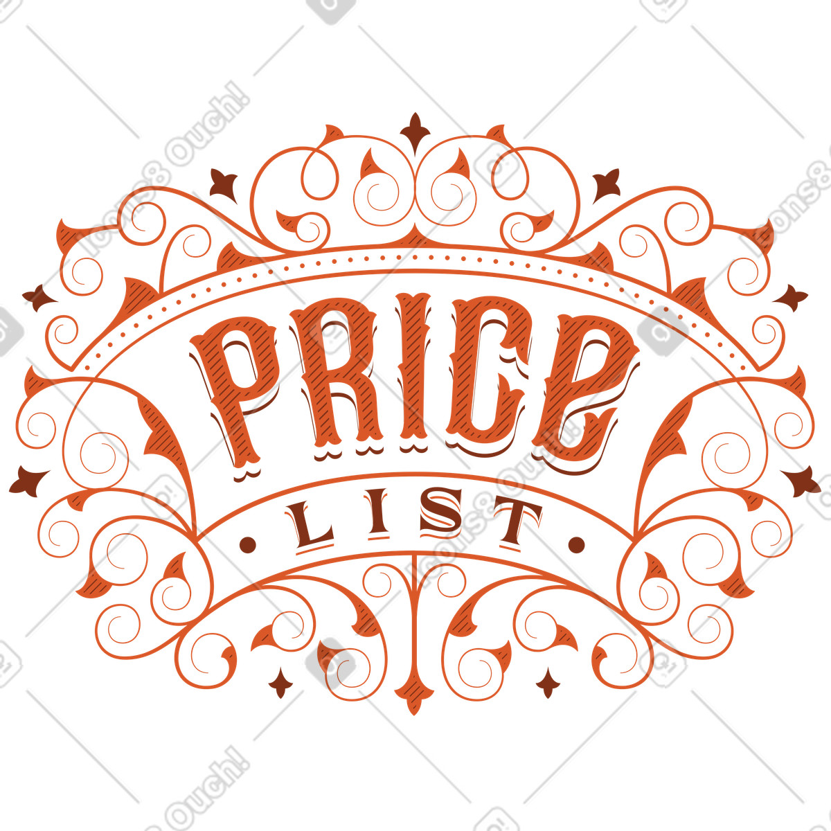 Beschriftungspreisliste im text viktorianischen stil-Illustration Lettering-Stil als Download in PNG, SVG