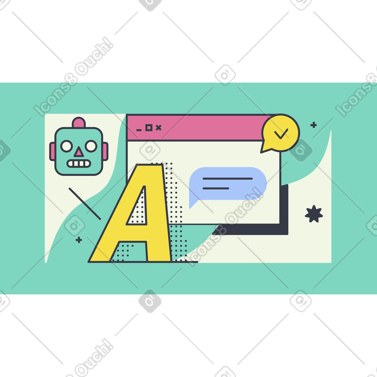 Chatbot animated illustration in Abstract style download in GIF, Lottie (JSON), AE