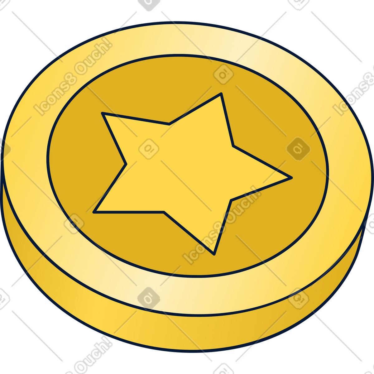 Coin with star illustration token clipart image in PNG SVG or GIF