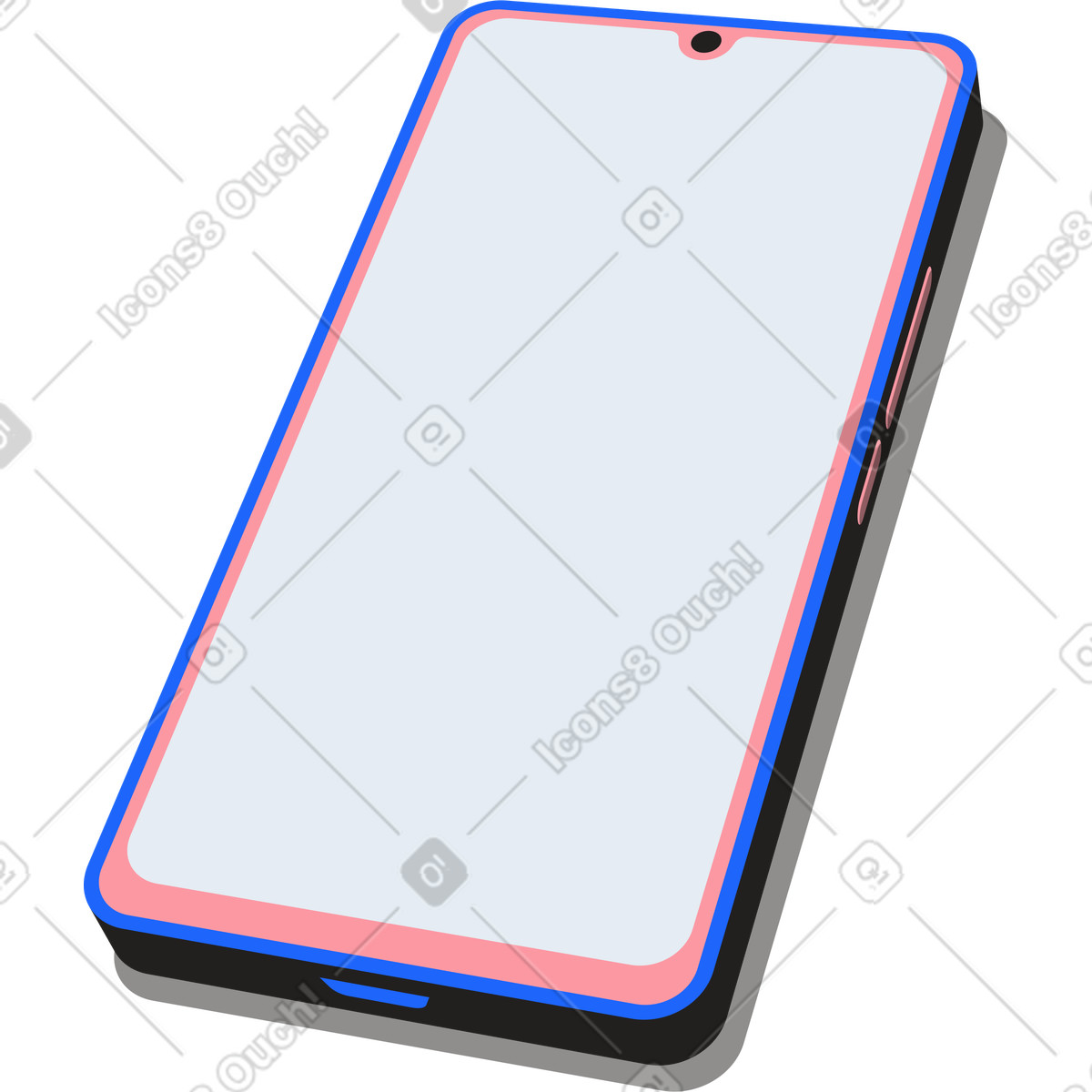 Smartphone with blank screen drop shadow illustration in Editorial style download in PNG, SVG