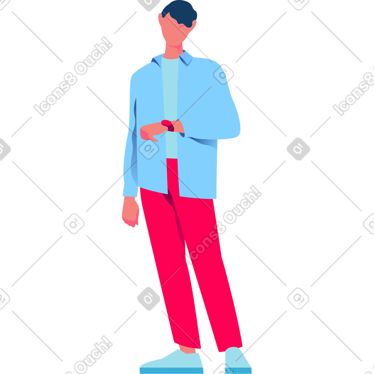 下载 Daily 风格的 看手表的年轻人 插画，支持 PNG、SVG 格式