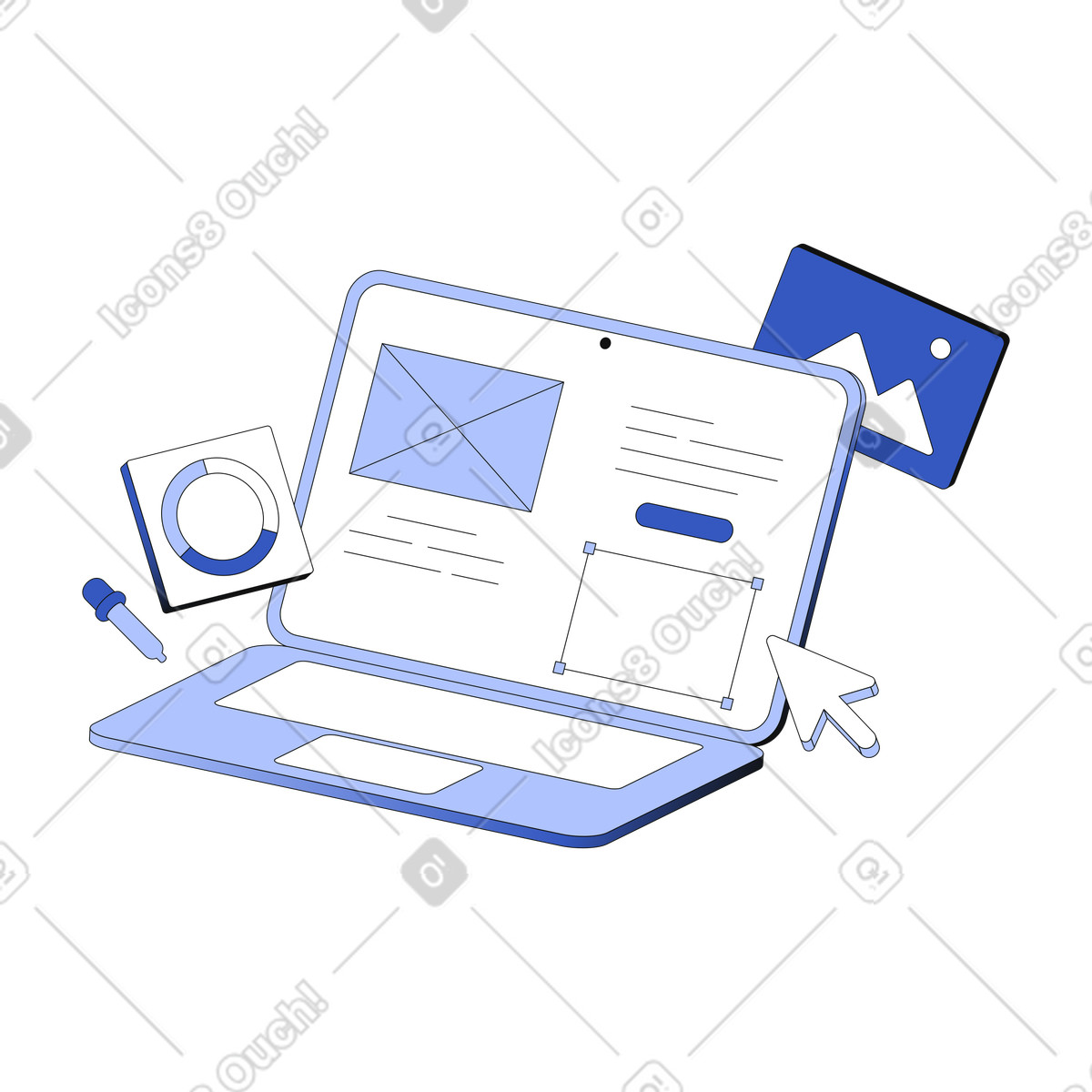 Website creation with designing tools illustration in PNG, SVG