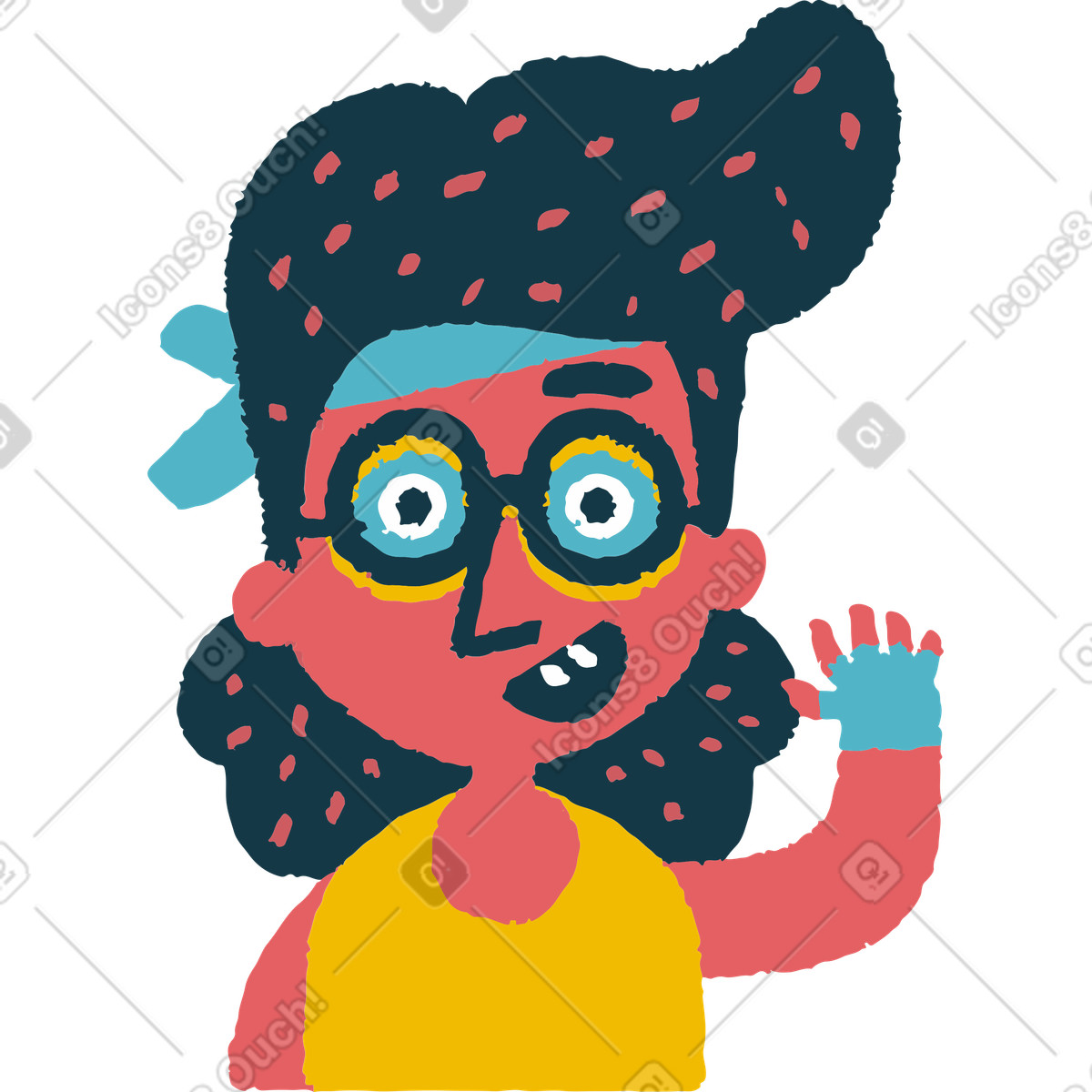 Woman saying hi illustration in Flamenco style download in PNG, SVG