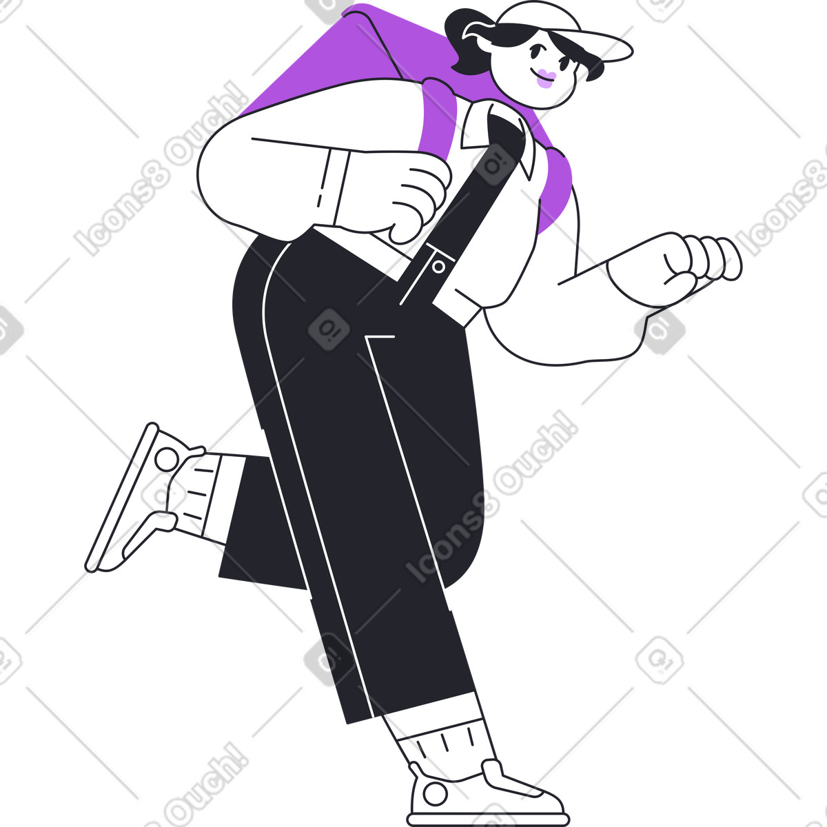 Ilustração de Garota do correio correndo em no estilo Grapy para baixar em PNG, SVG