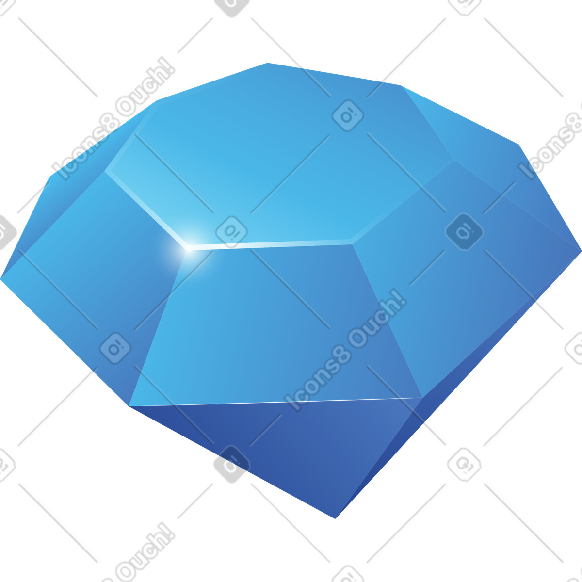 下载 Quantum 风格的 Diamond blue gemstone with faceted cut and bright sparkle highlight 插画，支持 PNG、SVG 格式